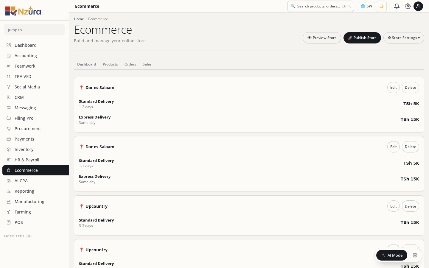 Ecommerce shipping zones
